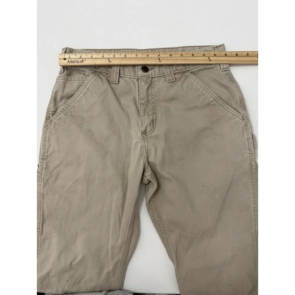 Carhartt Pants Mens 30x32 Khaki Relaxed Fit Canvas Carpenter Workwear B324 FDK